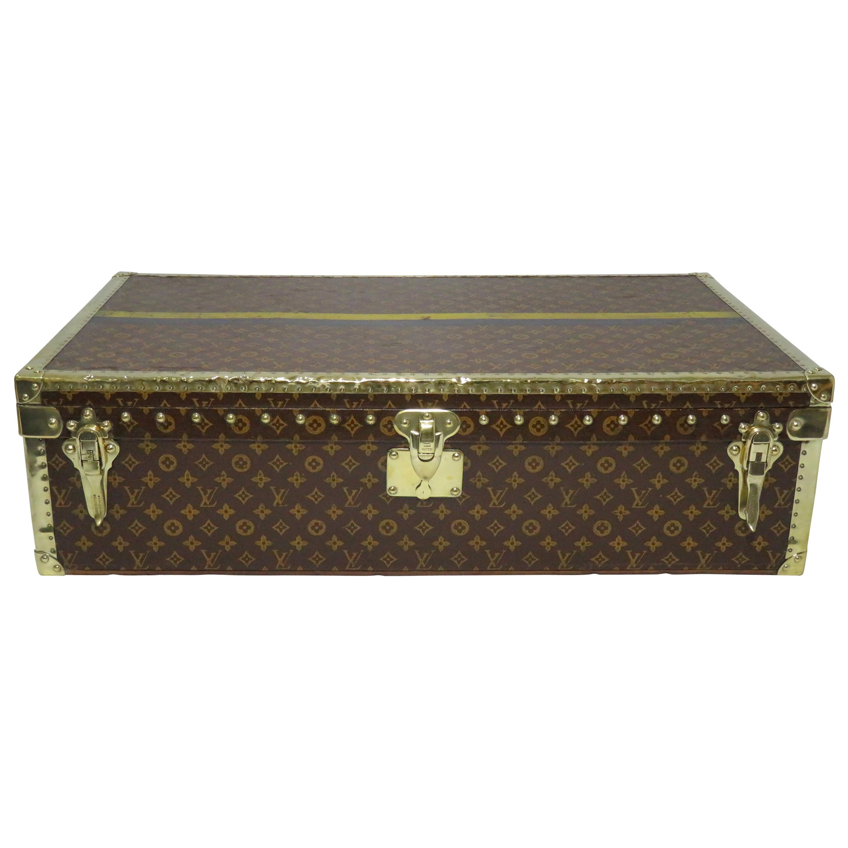 Louis Vuitton Explorer's Monogram and Brass Motor Trunk For Sale