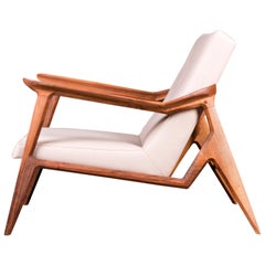 Lipa, Contemporary Wool Upholstered Solid Natural Oiled Walnut Wood Armchair