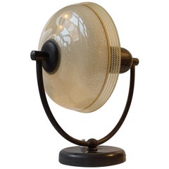 Danish Art Deco Brass and Glass Table or Wall Lamp from Fog & Mørup, 1930s