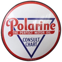 1930s Polarine Motor Oil "Consult Chart" Porcelain Sign