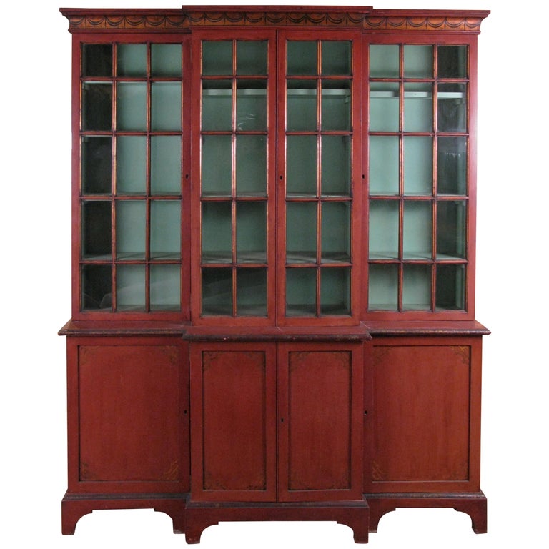 Antique Chinoiserie Pompeii Red Glass Door Bookcase At 1stdibs Antique Chinoiserie Pompeii Red Glass Door Bookcase For Sale - Antique Chinoiserie Pompeii Red Glass Door Bookcase At 1stdibs