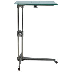 Vintage Industrial Polished Metal Adjustable High to Low Table, English, 1940s