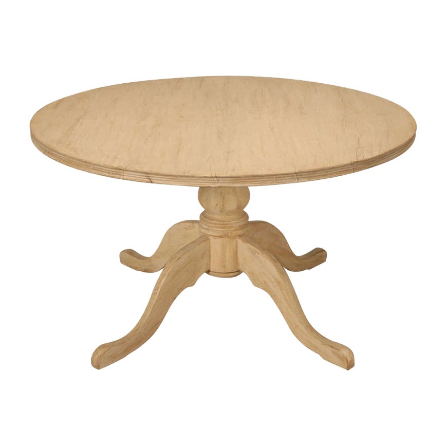 Custom Made to Order Oak 52" Round Kitchen Table Available in Different Finishes For Sale