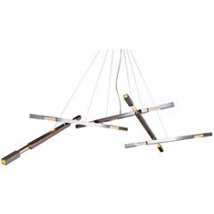 Large Five-Branch Grand Chandelier with Dynamic Hardware in White Graphite