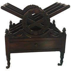 Late 19th Century Hand-Carved Mahogany Canterbury