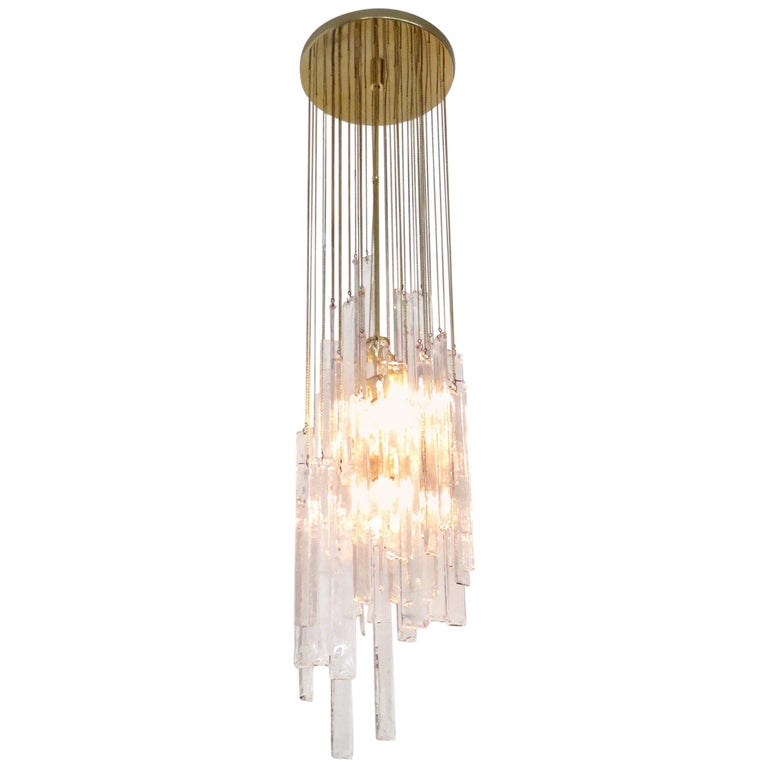 Mazzega Cascade Italian Murano Glass Extra Long Chandelier For Mazzega Cascade Italian Murano Glass Extra Long Chandelier For