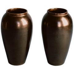 Jean Baptiste Gaziello, Pair of Black Ceramic Vases, 1930s