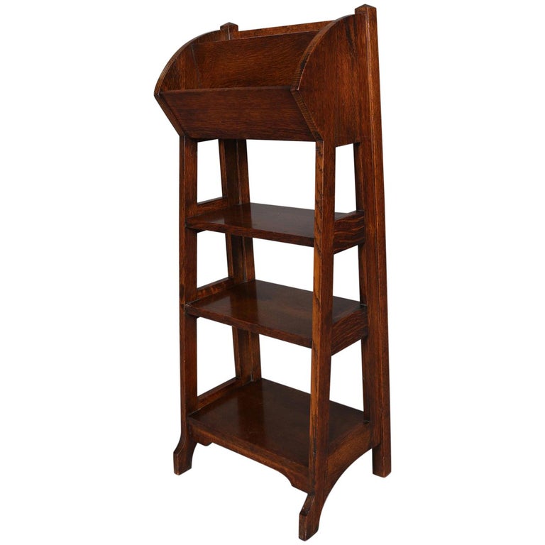 Gustav Stickley Quarter Sawn Oak High Chest For At 1stdibs Antique Arts Crafts Stickley School Oak Four Tier Rack And Stand