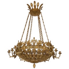 Fire Guilded Bronze Eighteen-Lights Russian Empire Chandelier