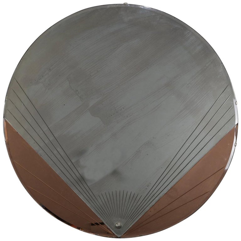 Antique Art Deco Stylized Fan Two Toned Wall Mirror By Maestro Antique Art Deco Stylized Fan Two Toned Wall Mirror By Maestro Circa 1920 For
