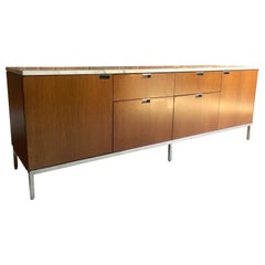 Florence Knoll Credenza Sideboard Walnut & Carrara Marble Original, 1970s