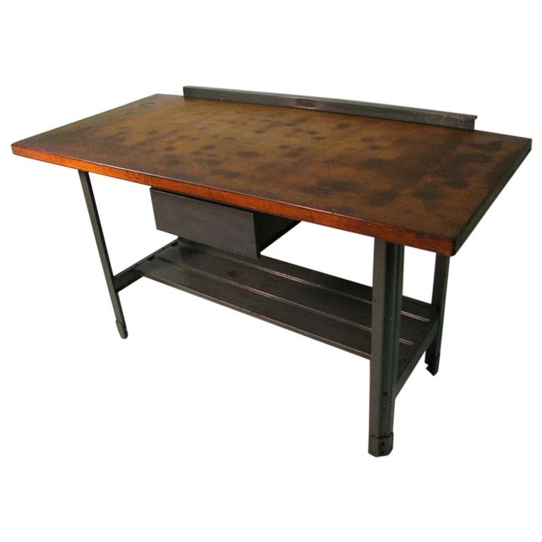 Steel and Wood Industrial Machine Shop Work Table, Desk or Kitchen Island