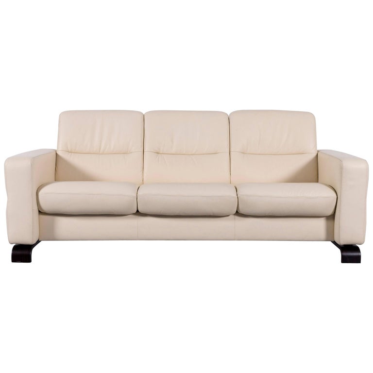 Ekornes Stressless Wave Sofa Off White Leather Three Seat Recliner Ekornes Stressless Wave Sofa Off White Leather Three Seat Recliner For