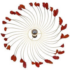 French Red Feathers Chandelier