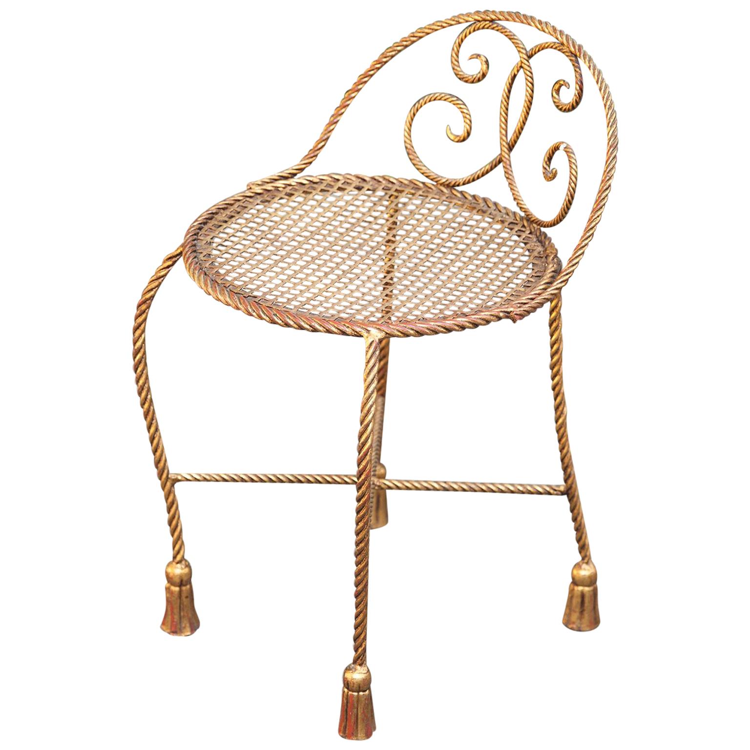 Hollywood Regency Tassels Vanity Chair, Italy, 1960s