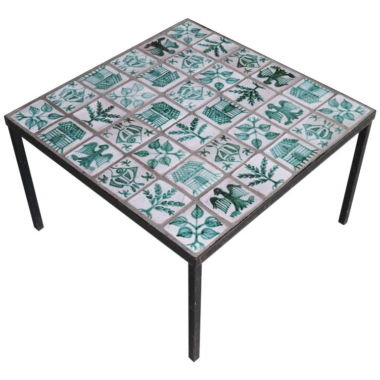 Ceramic Low Table Attributed to Robert Picault, France, circa 1950s For Sale