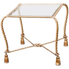 Hollywood Regency Italian Gilt Iron Tassel and Rope Table