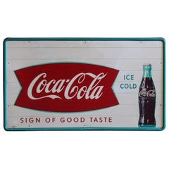 1950s Coca-Cola "Sign of Good Taste" Pressed Metal Fishtail Sign