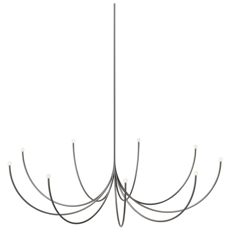 Arca Large Chandelier in Blackened Brass with Satin Finish by Philippe Malouin For Sale