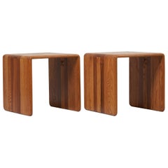 Pair of two James Rannefeld Wood Ribbon Stools, US