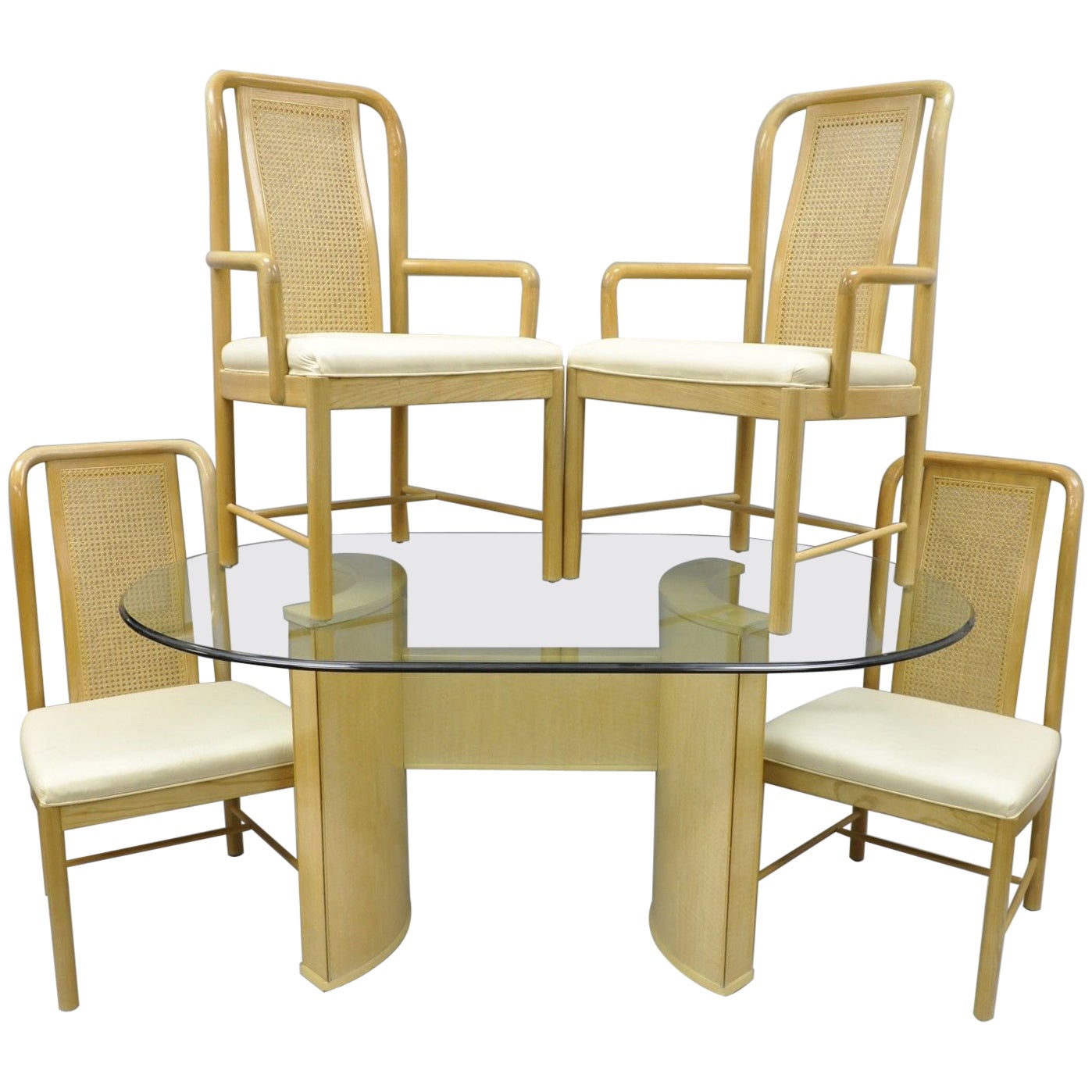 Vintage 68" Wood Folding Dining Table with Four Chairs Set at 1stDibs