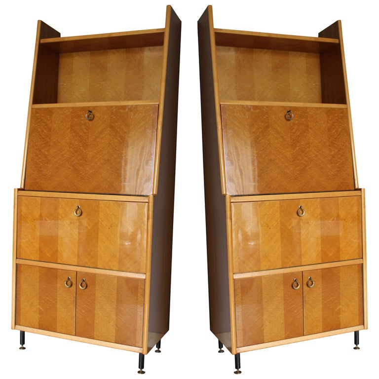 Italian Wood And Metal Writing Desk In Scandinavian Style Set Of Italian Wood And Metal Writing Desk In Scandinavian Style Set Of Two 1950s For