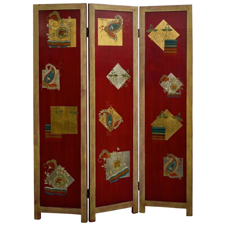 1920s Three Panel Folding Screen For At 1stdibs 1920s Three Panel Folding Screen For
