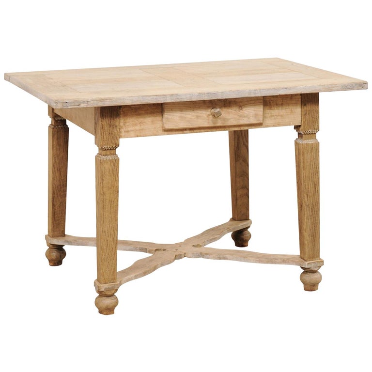 India Mahdavi Full Moon Desk Table With Single Drawer At 1stdibs French Early 20th Century Bleached Wood Desk With X Stretcher And Single Drawer