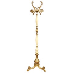 Midcentury Free Standing Ornate Onyx and Brass Coat Stand