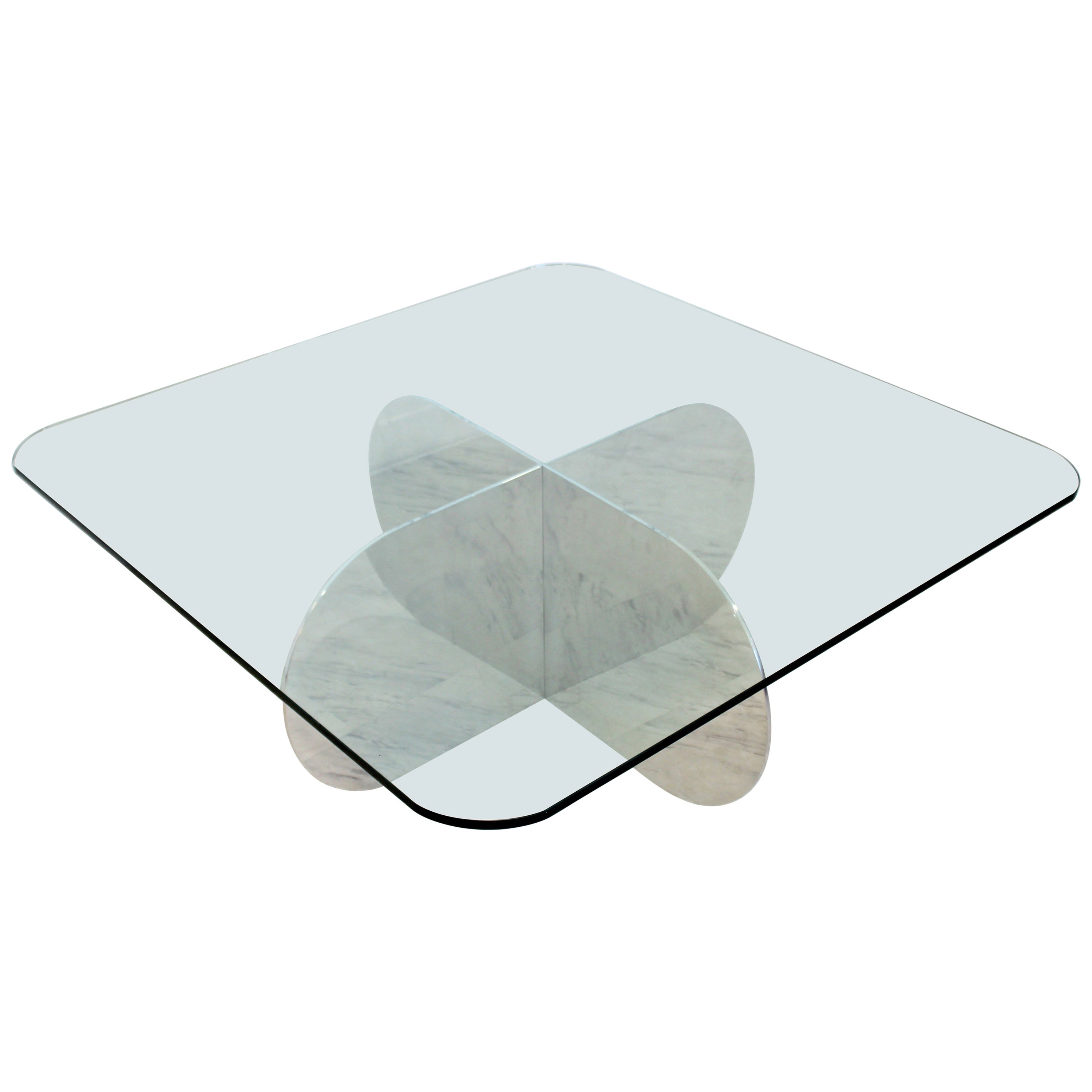 Mid Century Modern Interlocking Chrome Glass Coffee Table Pace Brueton