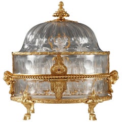Large Crystal and Gilded Bronze Liquor Casket Attributed to Baccarat