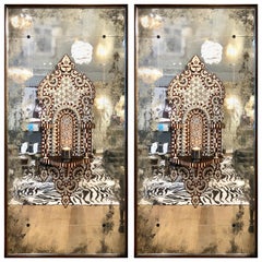 Pair of Antique Syrian Mirrored Panels, circa 1880