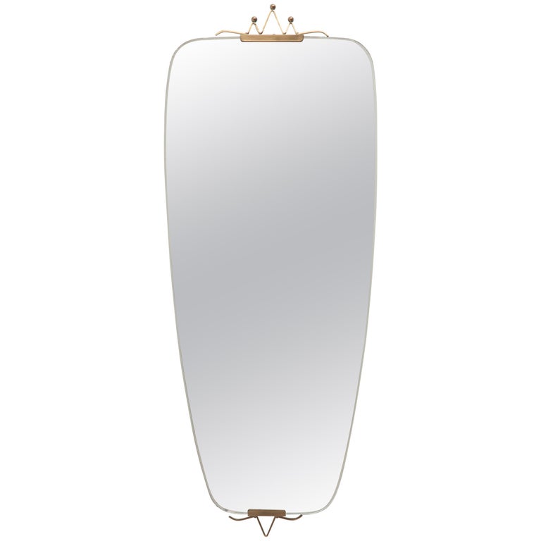 Mid-Century Modern Oval Ellipse Brass Wall Mirror, 1950s 1