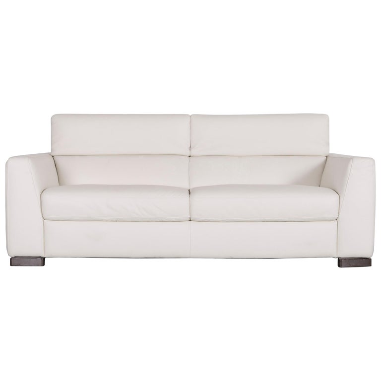 Italsofa Designer Leather Sofa Crème White Modern Three Seat Couch Italsofa Designer Leather Sofa Crème White Modern Three Seat Couch For