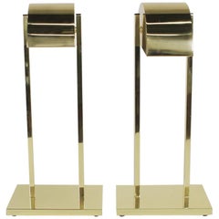 Pair of Kovacs Lighting Brass Demilune Shade Desk Lamps