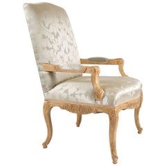 Louis XIV Style Chair, Silk Damask Upholstery