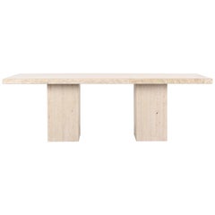 Monumental Roche Bobois Travertine Marble Dining Table, 1980s