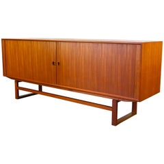 Danish Design Sideboard or Credenza by Axel Christensen 1950s Tambour Doors Teak