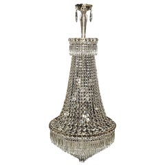 Empire Waterfall Chandelier Crystal Sac a Pearl Lamp Lustre Silver Art Deco