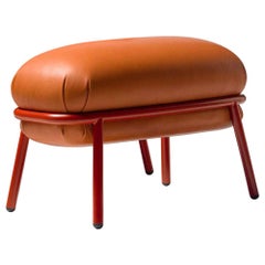 Grasso Stool in Four Leather Options and Four Painted Tubular Steel Colorways