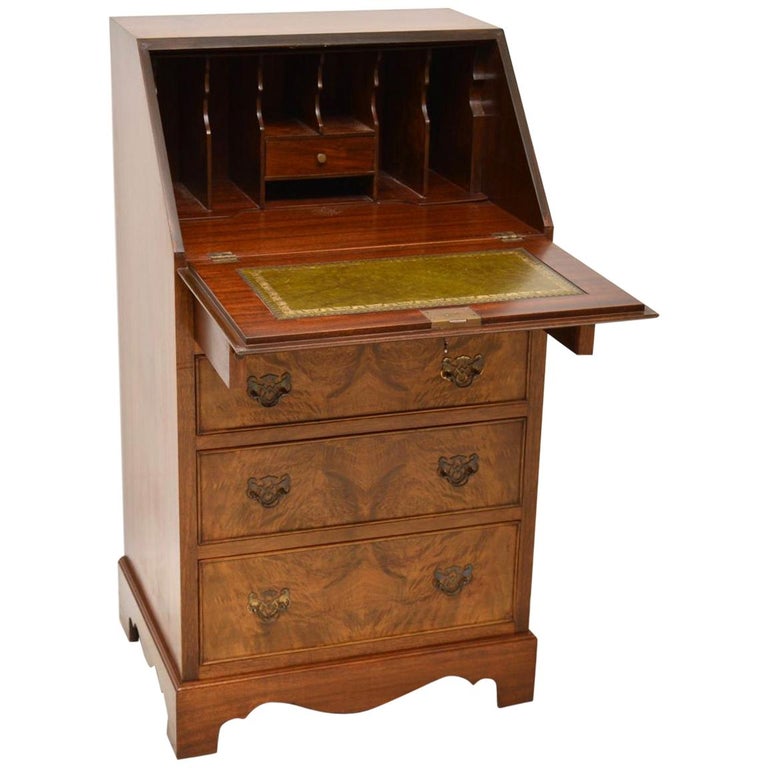 Slim Antique Georgian Style Burr Walnut Writing Bureau At 1stdibs Antique Burr Walnut Writing Bureau