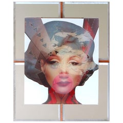 Marilyn One of Kind Mixed-Media on Wood with Mirror Inlay
