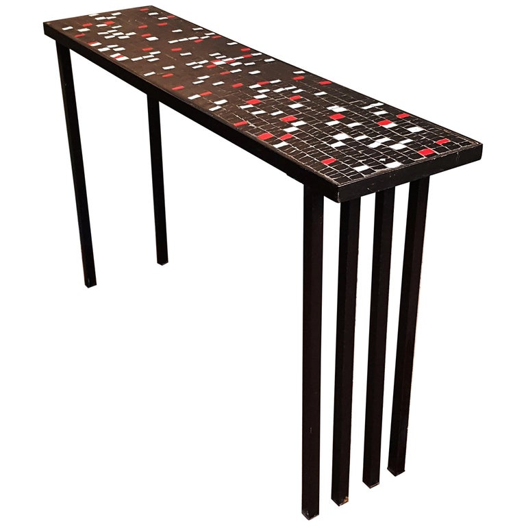 Seashell Encased Console Table American Sailor Folk Art Mosaic