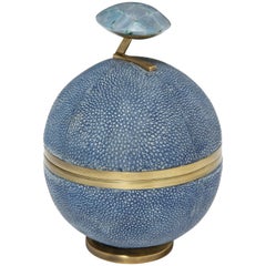 Shagreen and Bronze Round Box, Vintage Black Shagreen, Offered by Area ID