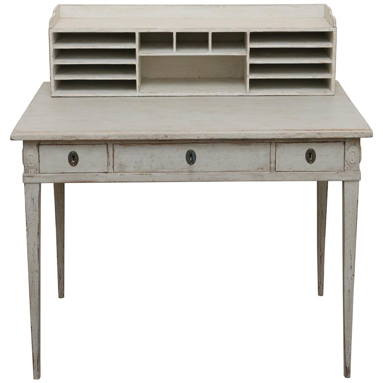 Antique Swedish Gustavian Writing Desk With Two Drawers Early 19th Antique Swedish Gustavian Style Painted Desk Mid 19th Century