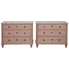 Pair of Antique Swedish Gustavian Style Rose Painted Chests, Late 19th Century