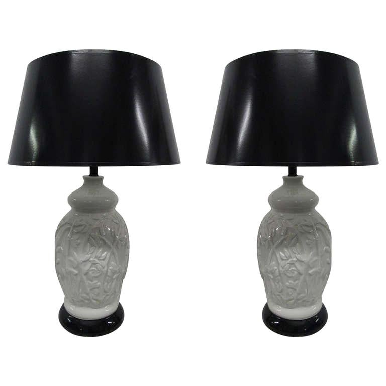 Pair of Decorative Floral Ceramic Lamps