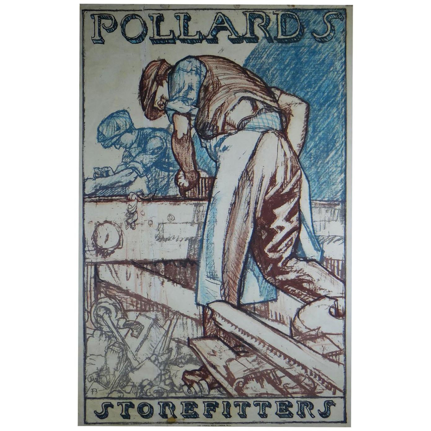 Sir Frank Brangwyn Designed for Pollards Store Fitters an Original Framed Poster