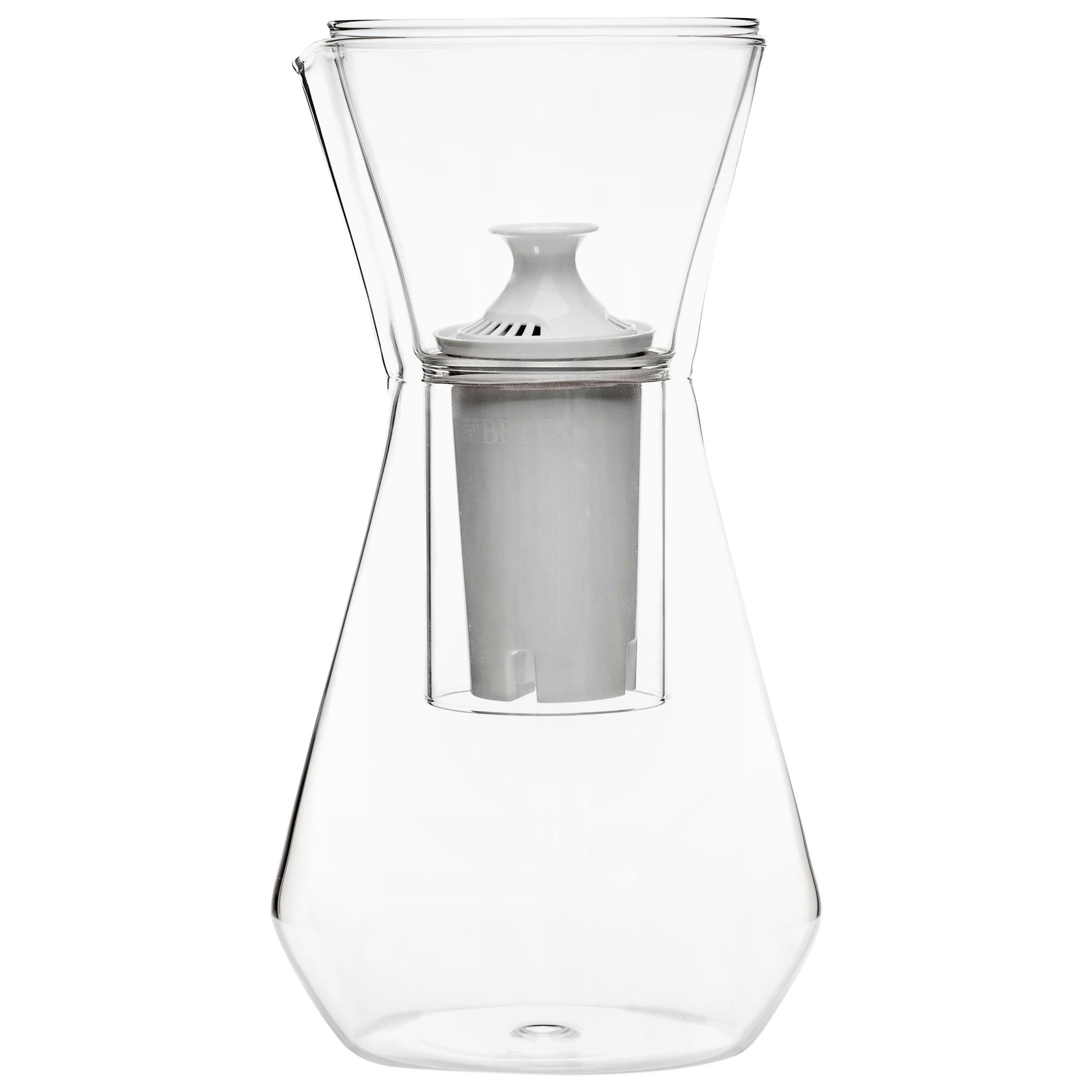 Contemporary Czech Minimal Talise Glass Water Filter Carafe Pitcher, in Stock
