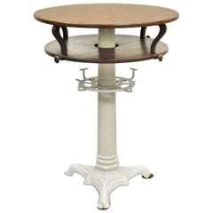 Round Wood and Cast Iron Pedestal Base Industrial Centre Island Table
